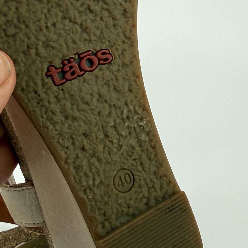Taos Wedge Sandals Beige Leather Comfort Cork Hook Loop Casual Size 9.5 EU 40 - Picture 7 of 9